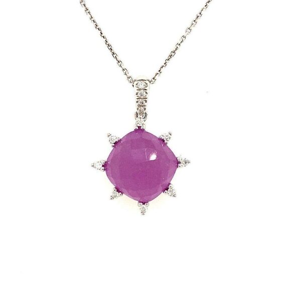 14k Purple Gem/Diamonds Necklace - Picture 2 of 10